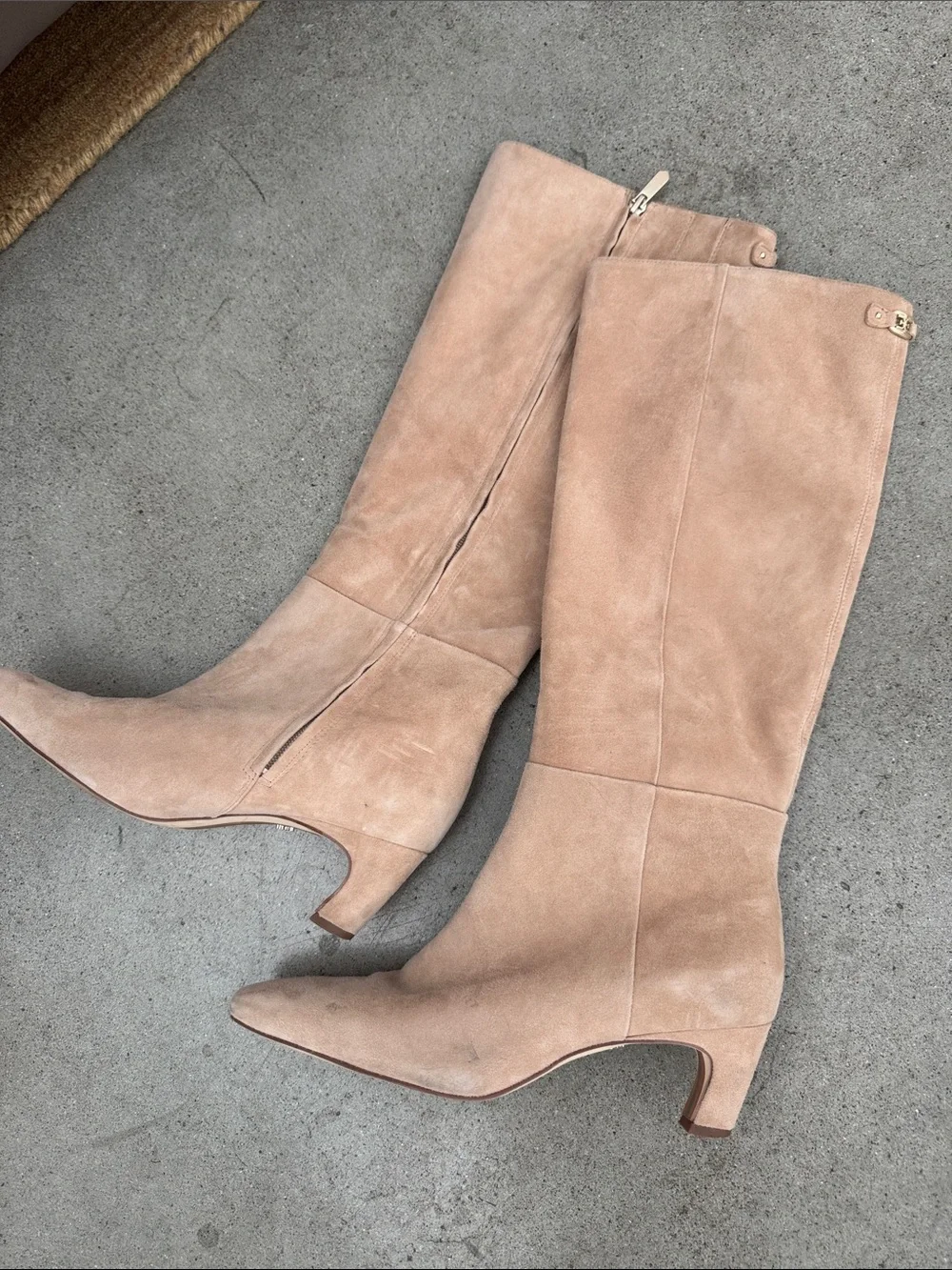 Sam Edelman Knee-High Suede Boots in Beige - Classic Women's Riding Style